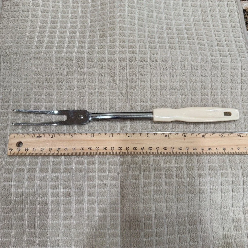 Vintage Stainless Steel Meat Carving Fork Japan Cream Handle 11.5 Inch - Picture 1 of 6